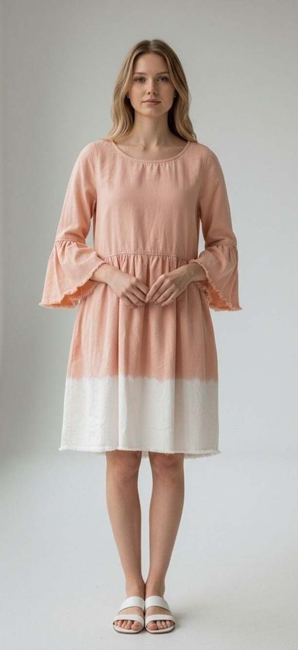 Holding Horses Anthropologie Pink Dip Dye Peasant Boho Dress Size US 8